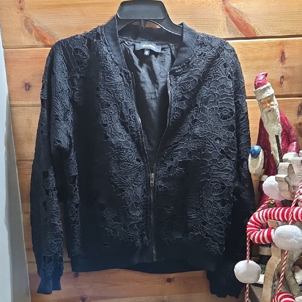Lea & Viola Black Lace Utility Jacket